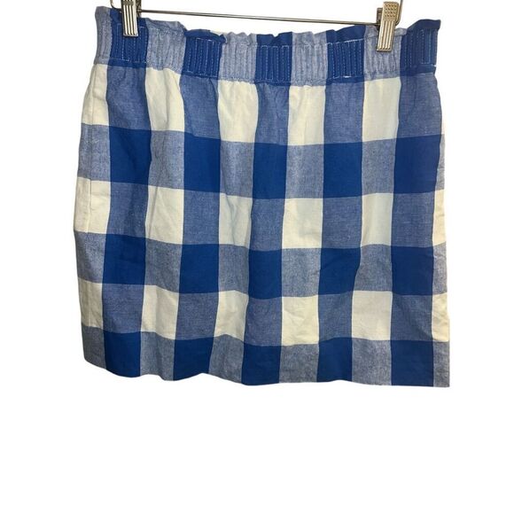 ✨J Crew Blue-White Check Sidewalk Mini Sz 8 Skirt Ruffle✨ - Picture 6 of 9